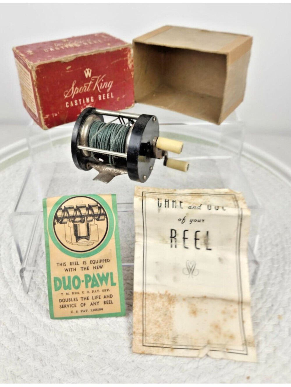 Vintage W Sport King Casting Reel with Original Box and Instructions